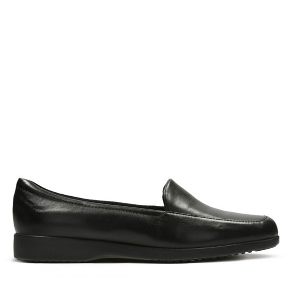 Clarks Womens Georgia Flat Shoes Black | USA-8250631